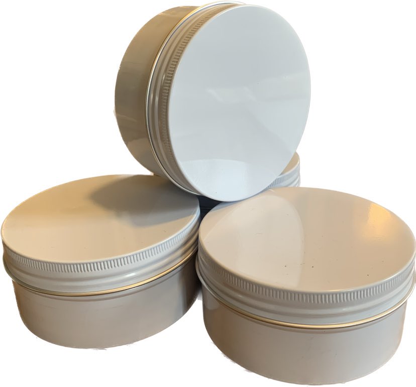 Aluminium Screw Top Tin 90mm x 45mm 250ml - White or Silver
