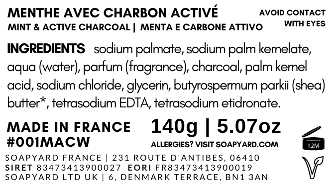 Mint with Active Charcoal Bar Soap 140g | 8 PACK Wrapped