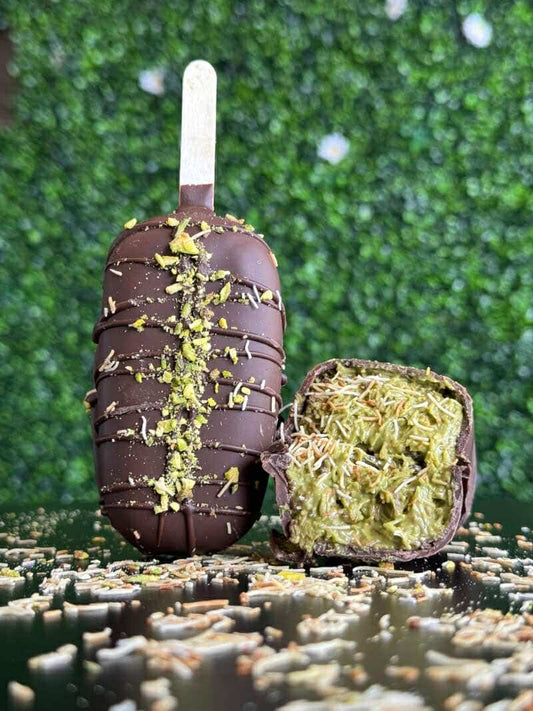 a couple of pieces of Kunafa Pistachio Chocolate Bar