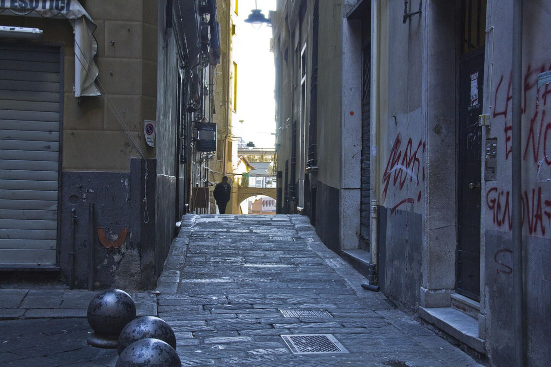 old street alley in genova