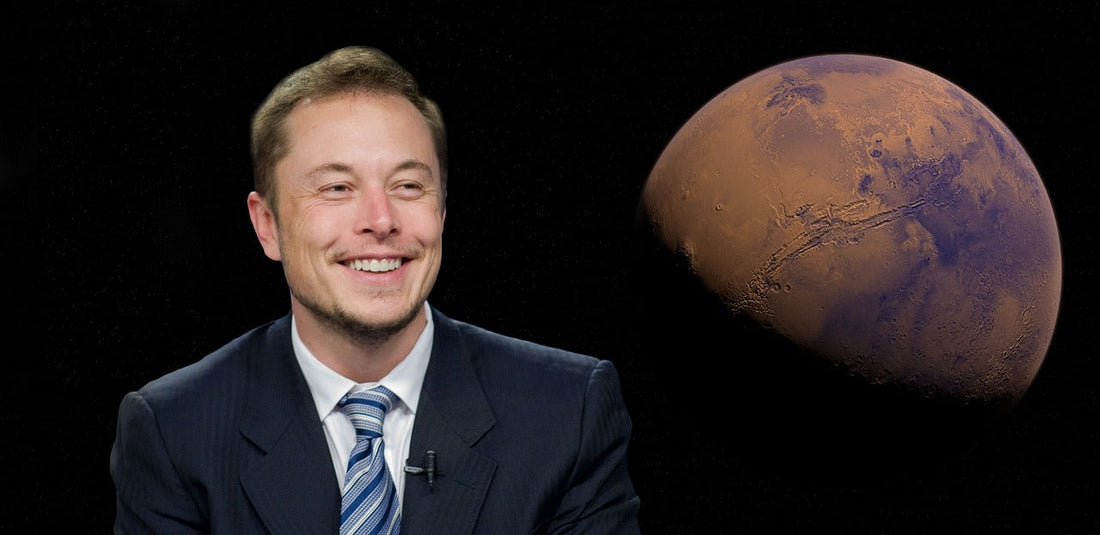 a photo of elon musk with a planet in the background