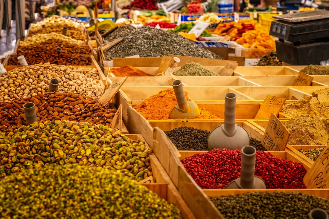 french market stall colourful spices